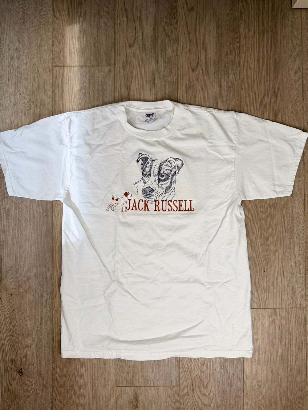Anvil Jack Russell Dog T-Shirt Size L White